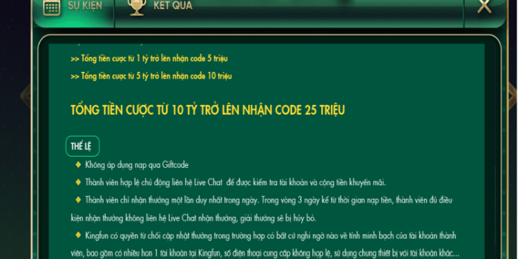 Khuyến mãi kingfun với giá trị cực khủng cho hội viên